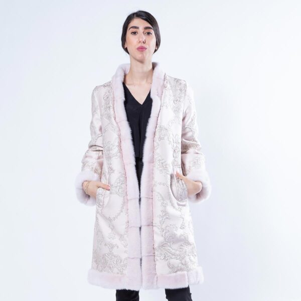 Двустороннее пальто из норки цвета Rosa Scuro и ткани