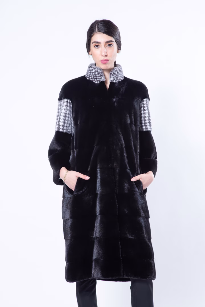 Шуба из норки Blackglama с рисунком Pied de Poule — фото 3 из 6