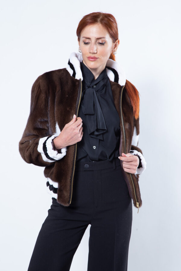 Пальто из меха норки цвета Demi-Buff