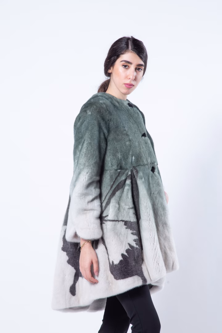 Шуба из норки цвета Olive с эффектом деграде — фото 6 из 6