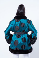 Пальто из ткани и стриженной норки чёрного цвета