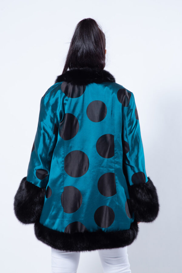 Пальто из ткани и стриженной норки чёрного цвета