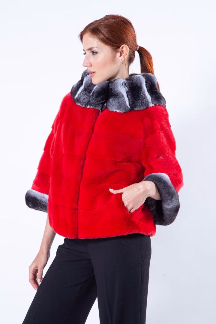 Пальто из меха норки цвета Cherry — фото 7 из 9