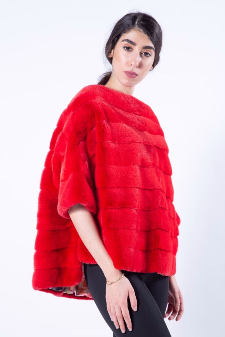 Блуза из меха норки цвета Cherry — фото 6 из 6