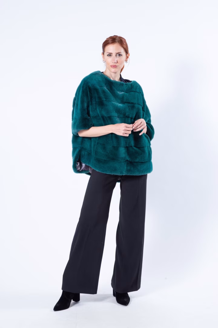 Блуза из меха норки цвета Shock Green — фото 2 из 6