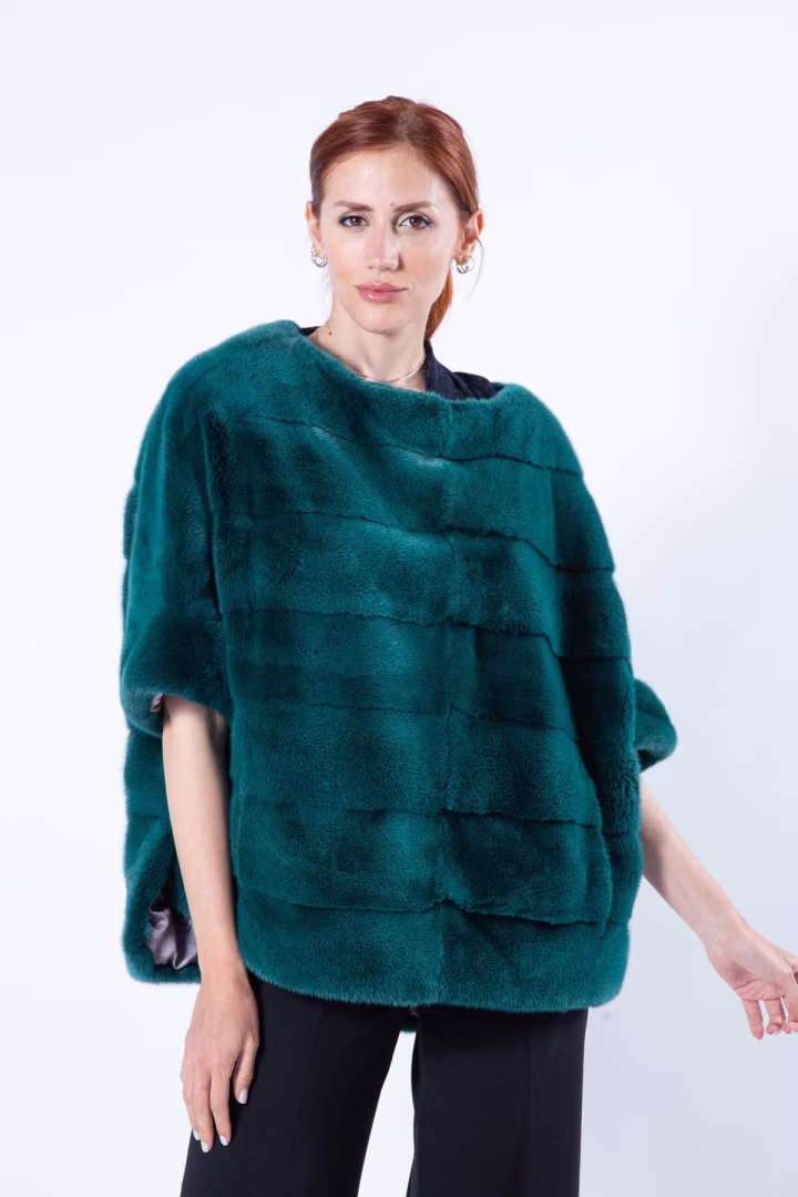 Блуза из меха норки цвета Shock Green — фото 3 из 6