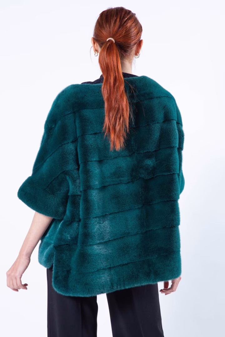 Блуза из меха норки цвета Shock Green — фото 6 из 6