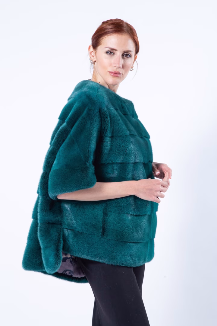 Блуза из меха норки цвета Shock Green — фото 1 из 6